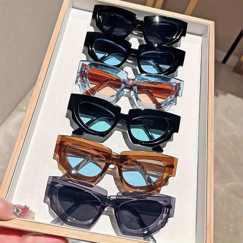 نظارات شمسية عصرية على شكل عين القطة بإطار سميك غير منتظم، مثالية للتصوير الفوتوغرافي في الشوارع في الهواء الطلق، نظارات زخرفية عادية