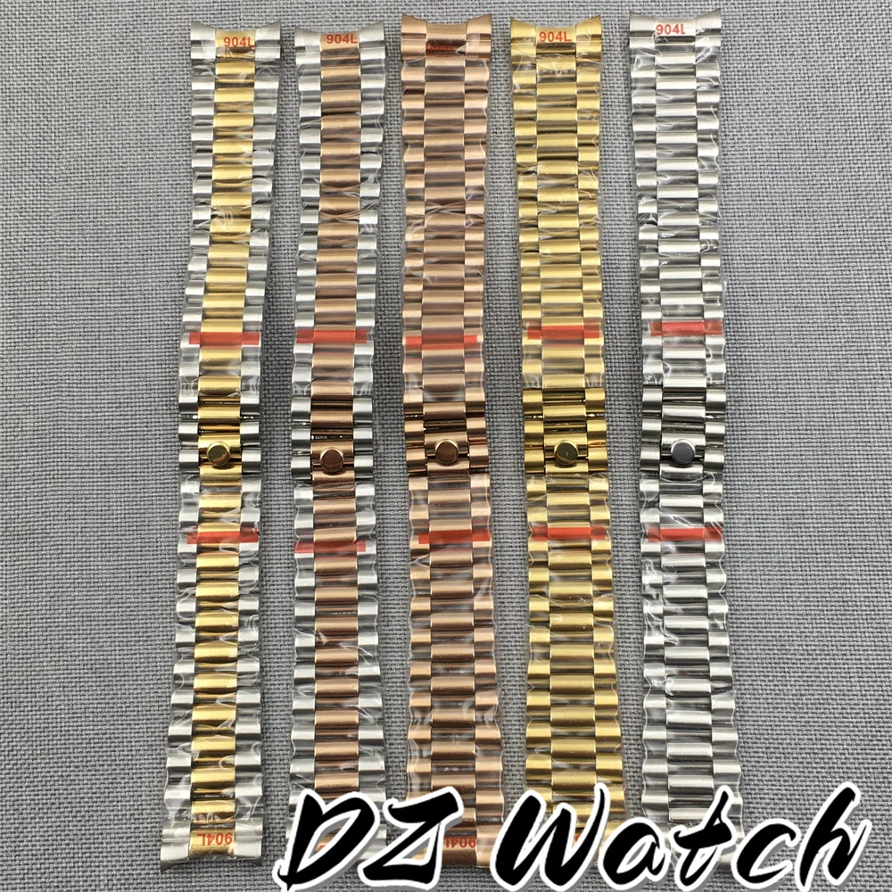 

DZ 20mm New Curved End Link Piesient Bracelet 904L Steel Silver Gold Two Tone Wrist Watch Strap Solid Screw Links Glide Clasp