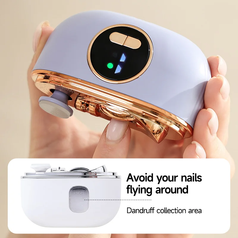 

Electric Manicure Set with Nail Clipper & Polisher, 3 Speed Modes LED Illumination, Ideal Gift for Family Travel Use