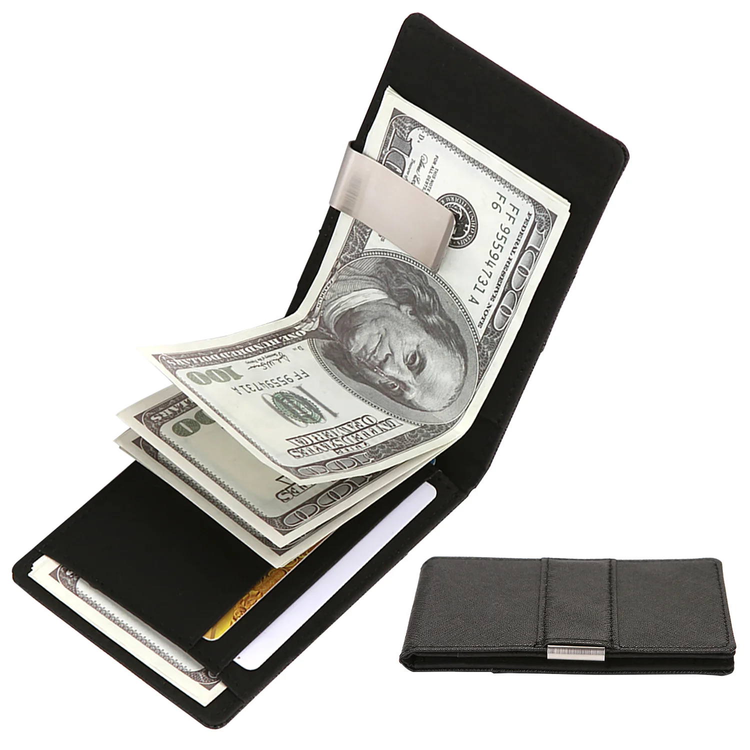 

Men's Wallet with Minimalist Double Fold Clip,RFID Blocking Credit Card Case