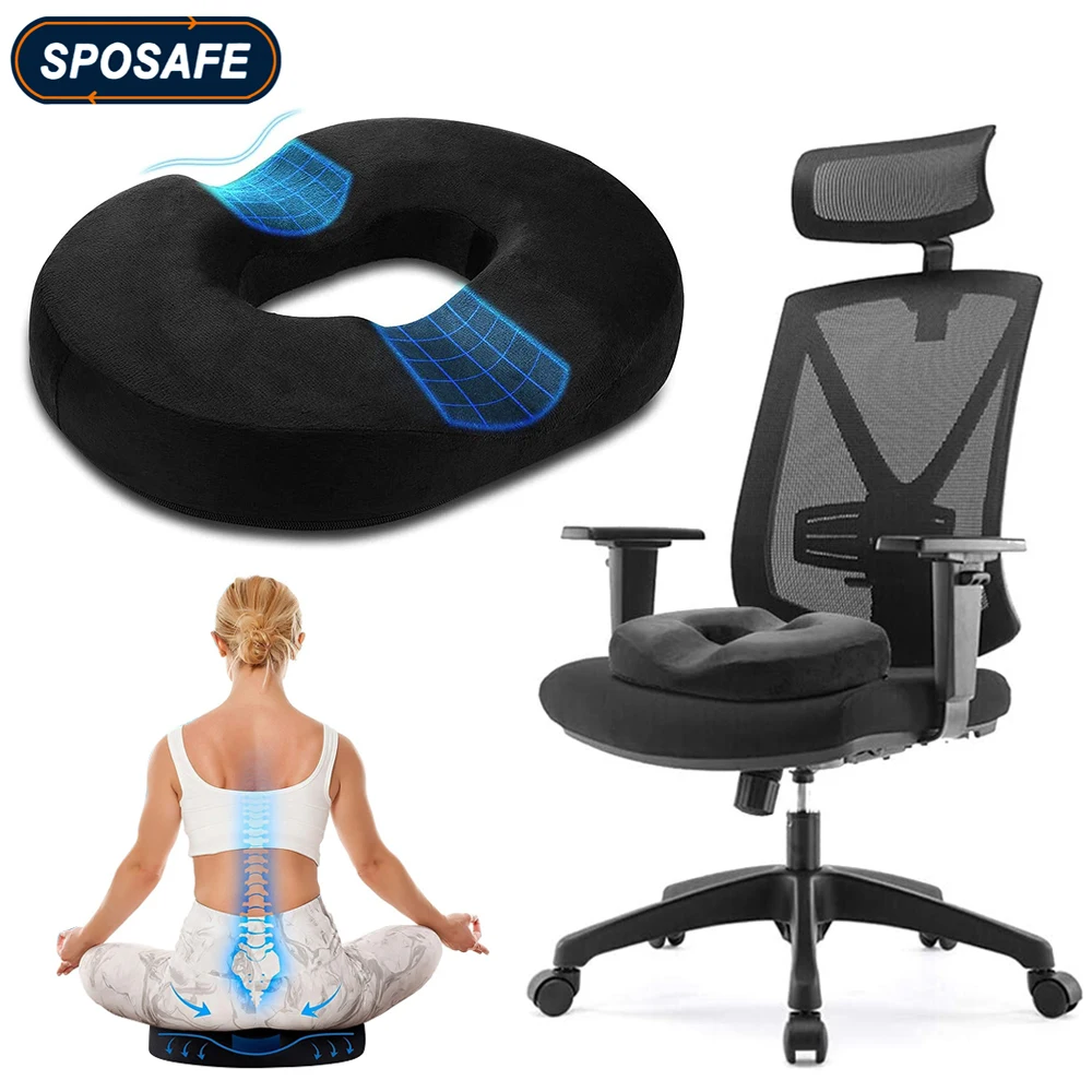 Donut Pillow Seat Cushion Orthopedic,Tailbone & Coccyx Memory Foam Pillow Relieve Pain Pressure for Hemorrhoid,Surgery,Sciatica electric neck massager cervical pillow heating vibration massage back traction relax sleeping memory foam pillow spine support