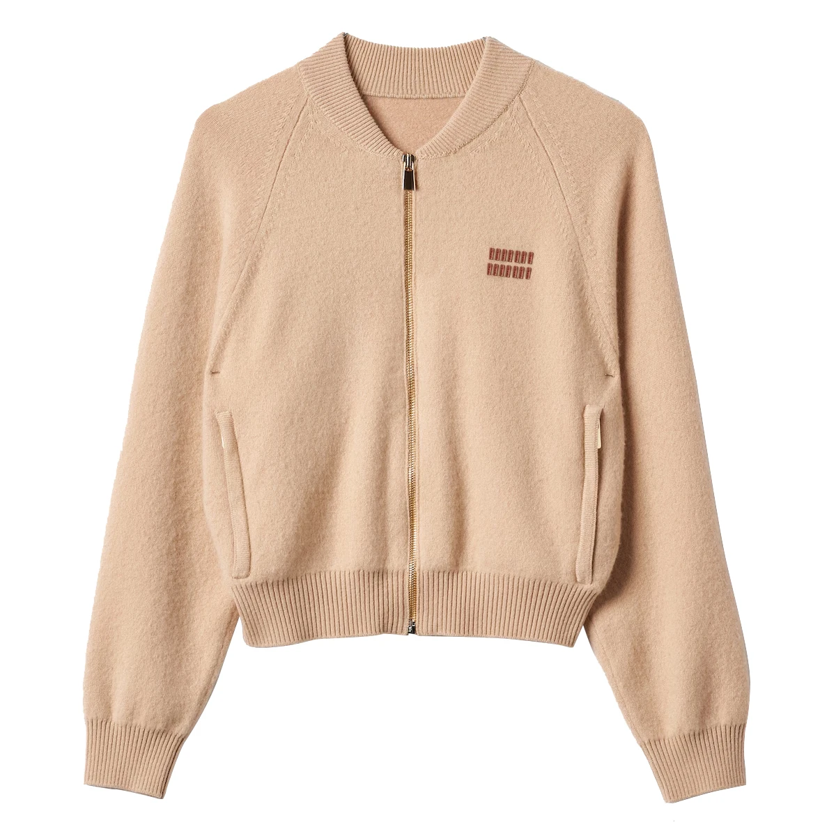 Apricot Colored Cashmere Blended Knitted Cardigan Sweater #S3200