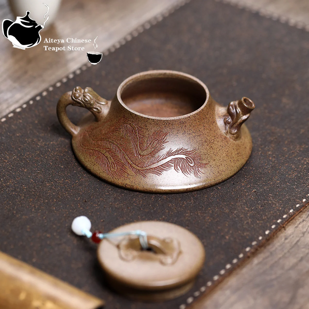 Yixing purple clay teapot, original ore, cloud and mist agarwood mud, auspicious dragon ladle teapot, Chinese tea set