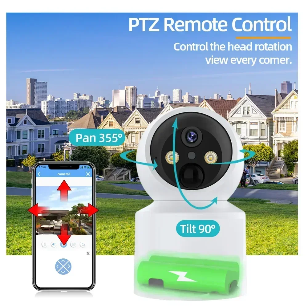 WiFi IP Camera 5MP Baby Monitoring Built-in Battery Wireless PTZ HD Human Detection Camera Home Secuiry Surveillance Video ccam