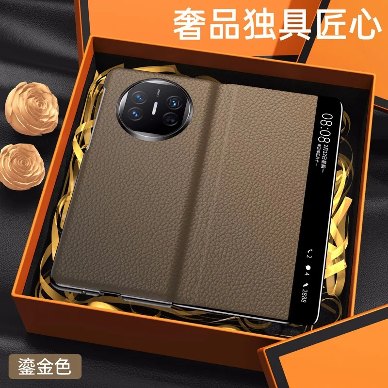 

Роскошный защитный чехол Wobiloo из натуральной кожи с умным окном для Huawei Mate X6 X5 X3, коллекционная версия, раскладушка, складной чехол