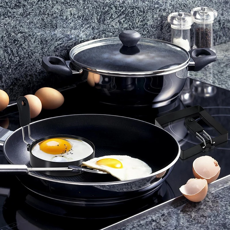 Egg Ring With Silicone Handle Egg Ring For Frying Eggs Nonstick Round Egg Cooker Ring Cooking Egg Mould Breakfast Sandwich Tool