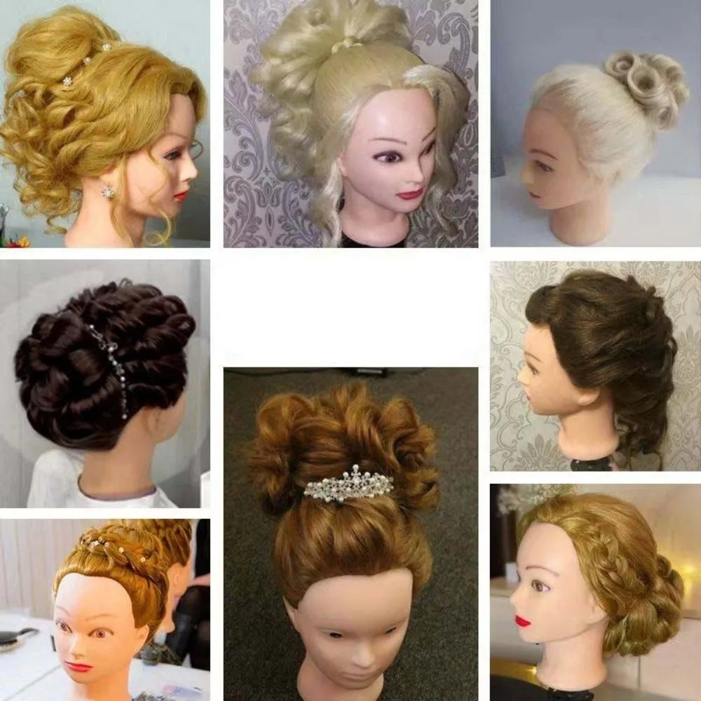 Langlebiger, synthetischer Übungskopf für Erwachsene, Modell mit langen Haaren, ideal für Friseurausbildung, natürliche Frisuren, zum Flechten von Haaren, Unisex. – Detail 6