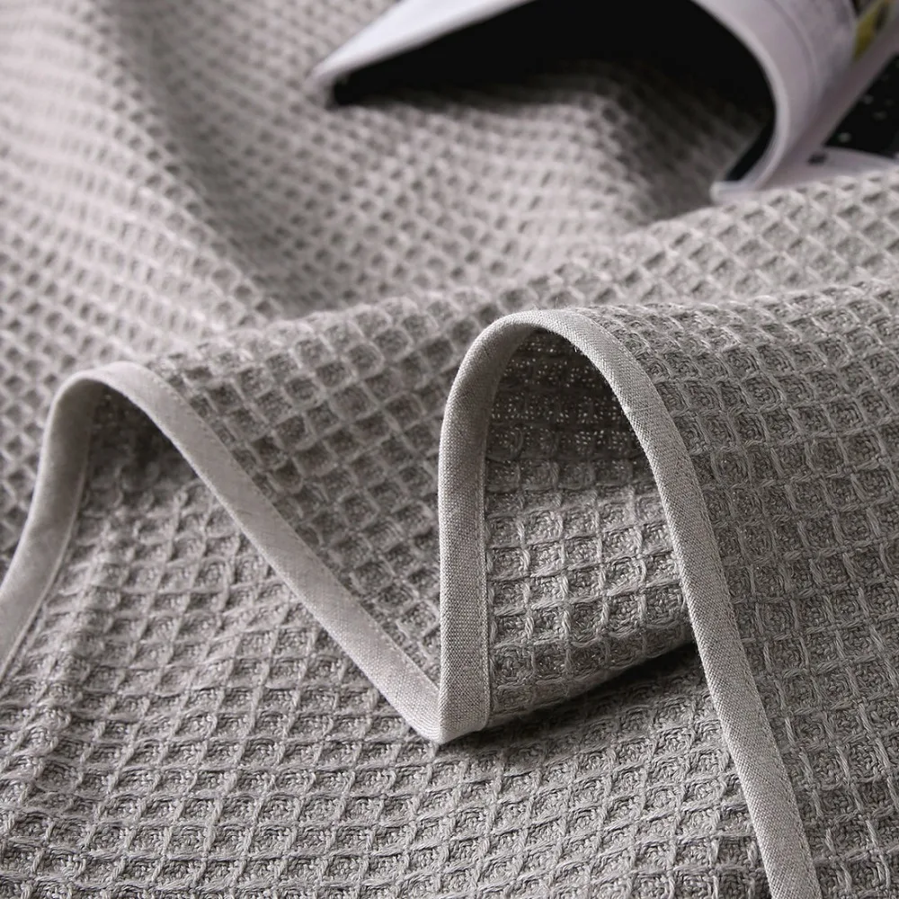 Plain 278*229CM 100% Linen Honey Comb Pure Linen Blankets
