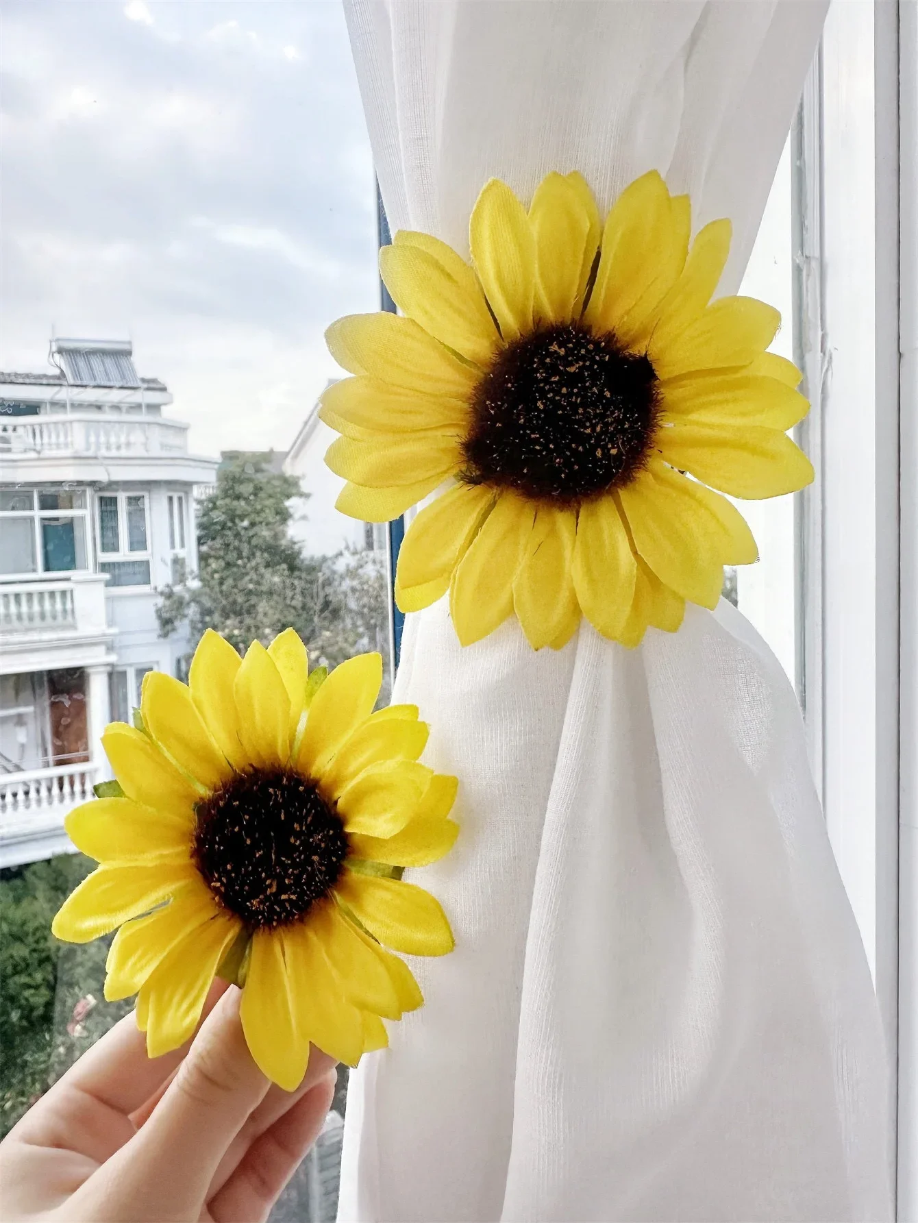 Sunflower Curtain Buckle Clip Simulation Home Decorations 1/2/4 Pc Set Living Room Fold Strap Curtain Strap