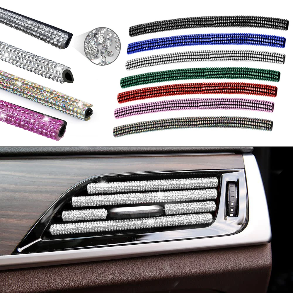 10 Stuks Diamant Auto Airconditioner Uitlaat Decoratieve Strips Boren U Vorm Strass Clip Sticker Auto Styling Auto Auto Accessoires