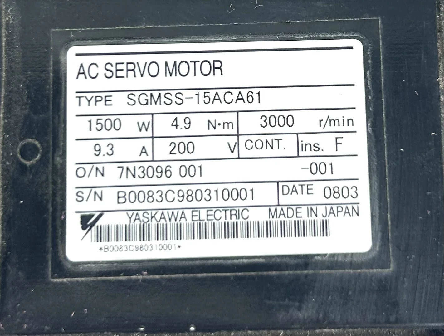 

SGMSS-15ACA61 Совершенно новый серводвигатель SGMSS 15ACA61 Серводвигатель, быстрая доставка