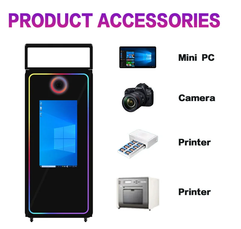 Multi 21.5 32Inch Lcd Screen Wedding Party Selfie Dslr Photobooth Machine Magic Mirror Photo Booth with and Printer