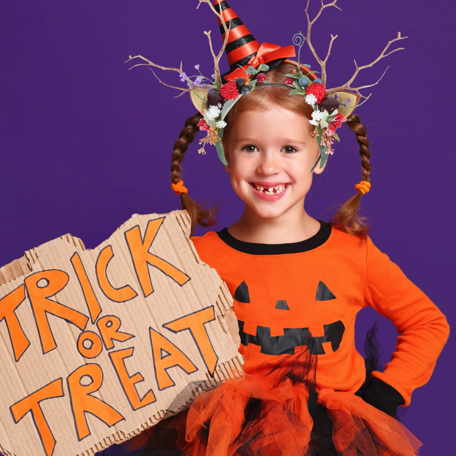 

Fawn Ears Antler Headb Colorful Plastic Branch Female Accessory Halloween Party Supply Hair Headdress Prop Festival Hair