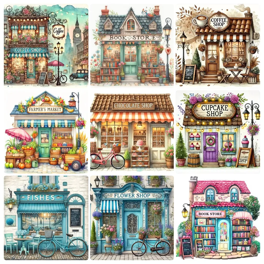 Kits de peinture diamant Paysage de maison, mosaïque complète carrée et ronde, art fait main, décoration intérieure, nouveautés DIY, décoration maison