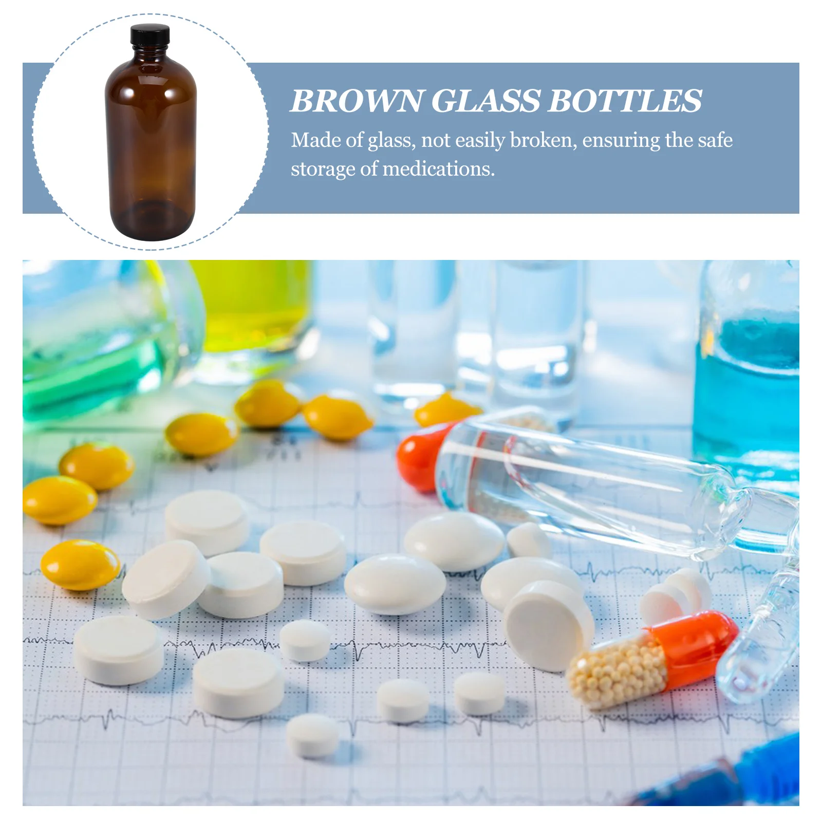 Glass Bottle Amber Bottles Brown Medicine Refillable Container Empty Chemicals for Oil