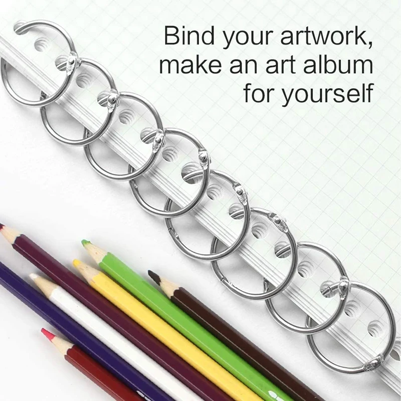 120 ชิ้น Binder แหวน 25 มิลลิเมตรโลหะแหวนหนังสือหลวม Leaf Binder แหวนดัชนีการ์ดแหวน Binder สําหรับสมุดภาพ Flashcard