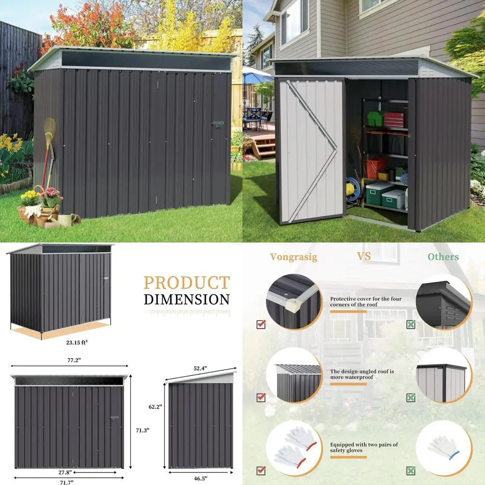 

Водонепроницаемый металлический навес для улицы 6x4 футов — запираемые двери, окна, садовое решение для хранения инструментов на заднем дворе