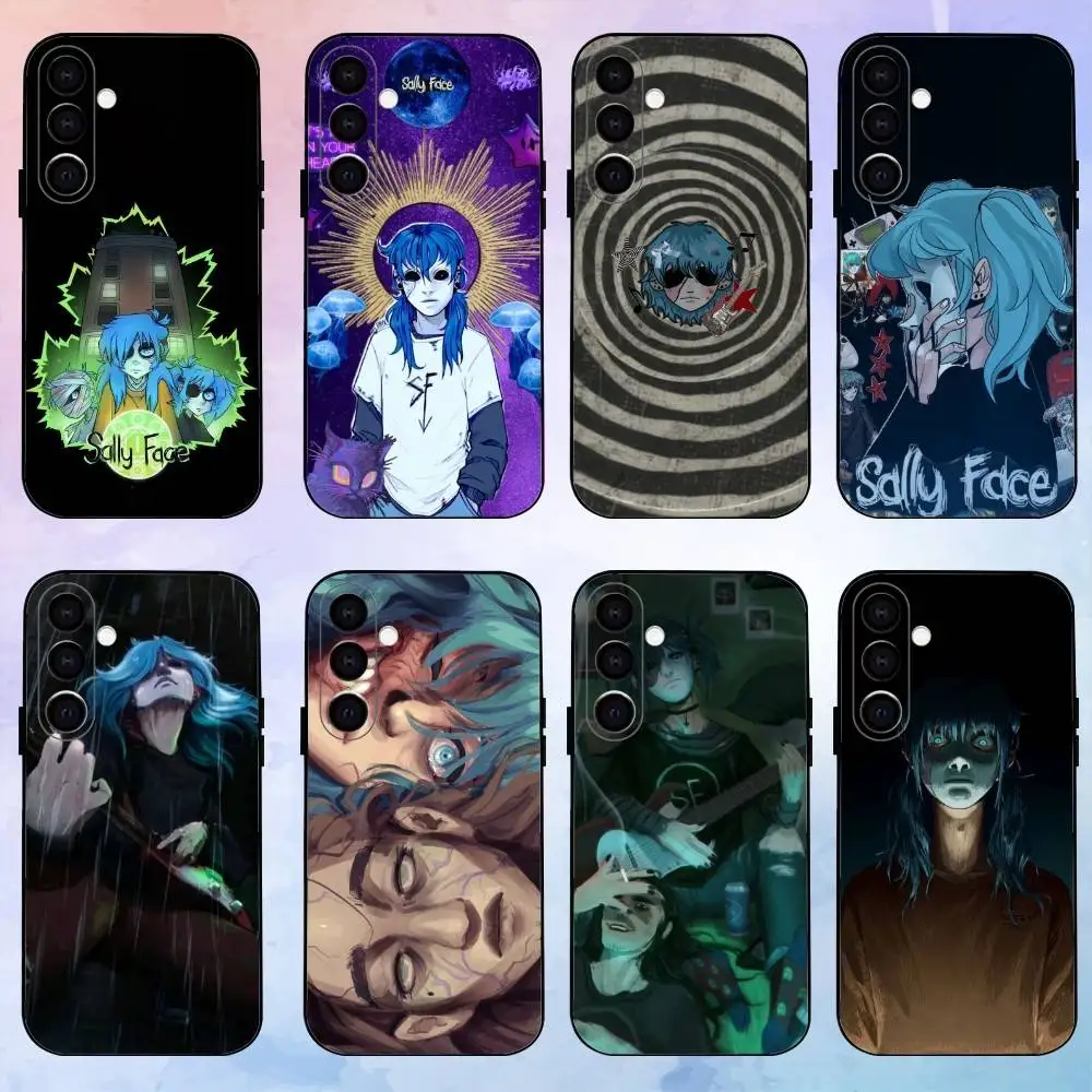 

Cartoon S-Sally Face SF Phone Case For Samsung Galaxy A73,A72,A71,A70,A53,A52,A51,Others Soft Black Shell