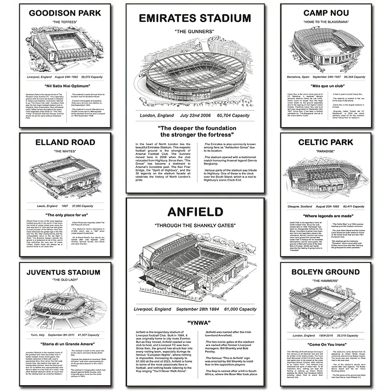 ملصقات ملعب كلاسيكية باللونين الأبيض والأسود، تعرض الهندسة المعمارية البسيطة، لوحة قماشية توضيحية، طباعة فنية لديكور المنزل #1