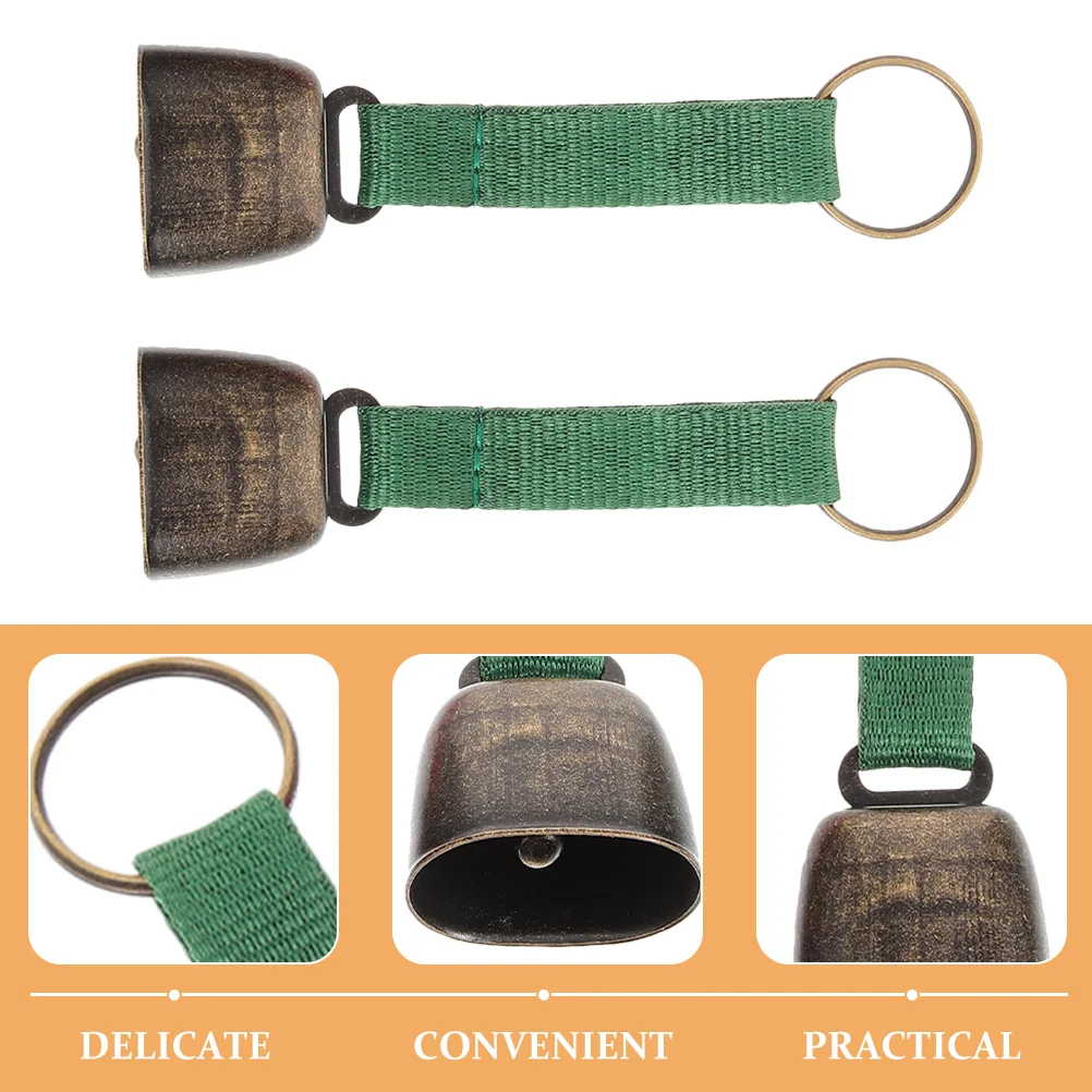 2 قطعة أجراس الدب الرجعية المعادن أجراس التخييم قلادة للمشي في الهواء الطلق تحذير بصوت عال واضح الصوت السفر جرس التخييم جرس #1