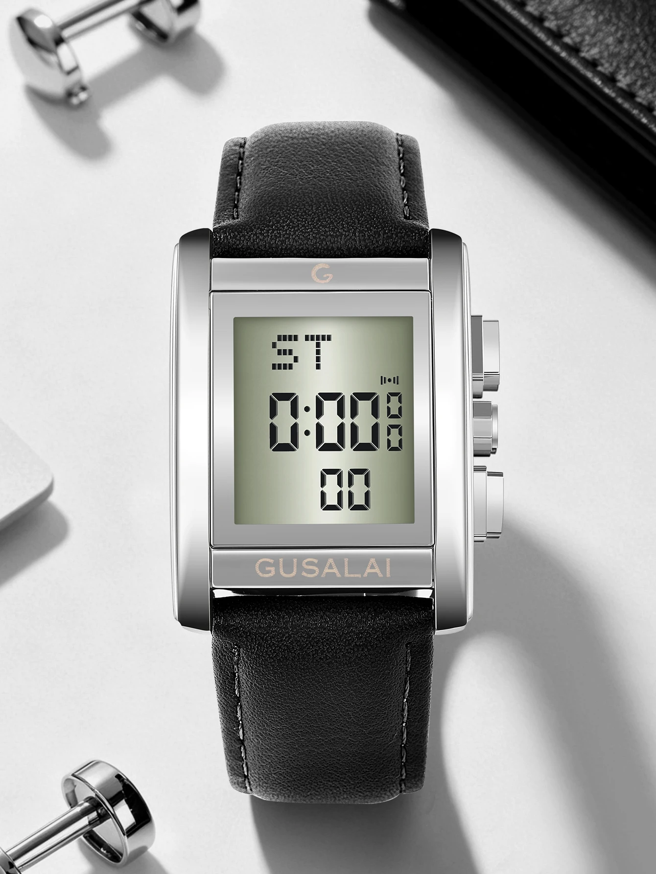 GUSALAI Minimalist Square Digital Men Watch Fashion Waterproof Male Wristwatch Daily Casual Gift For Gentleman Reloj Hombre