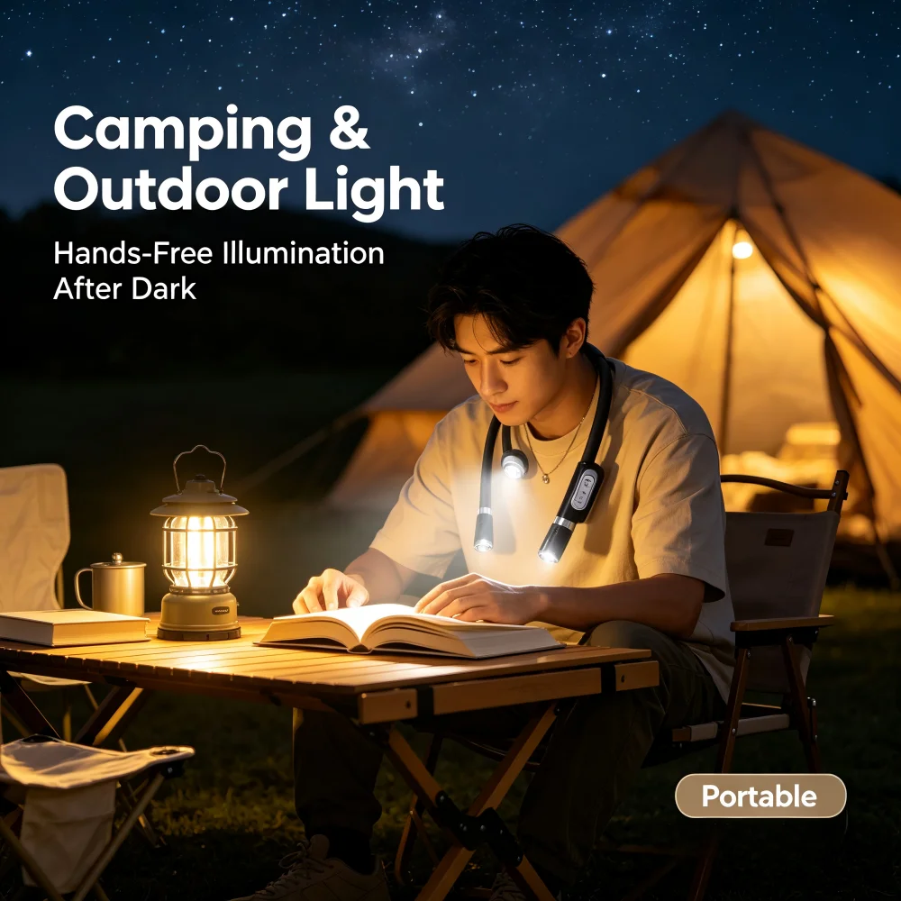 Book Reading Crocheting Light Adjustable 360° Angle Flexible Handsfree Led Neck Light Hug Reading Lamp Led Night Flashlight