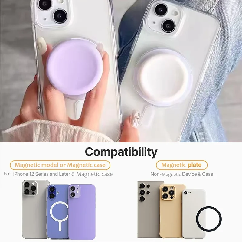 ل MagSafe حامل قبضة الهاتف الخليوي طوي قابل للسحب حامل الهاتف المحمول آيفون 17 16 15 14 13 12 مع غطاء سيليكون #2