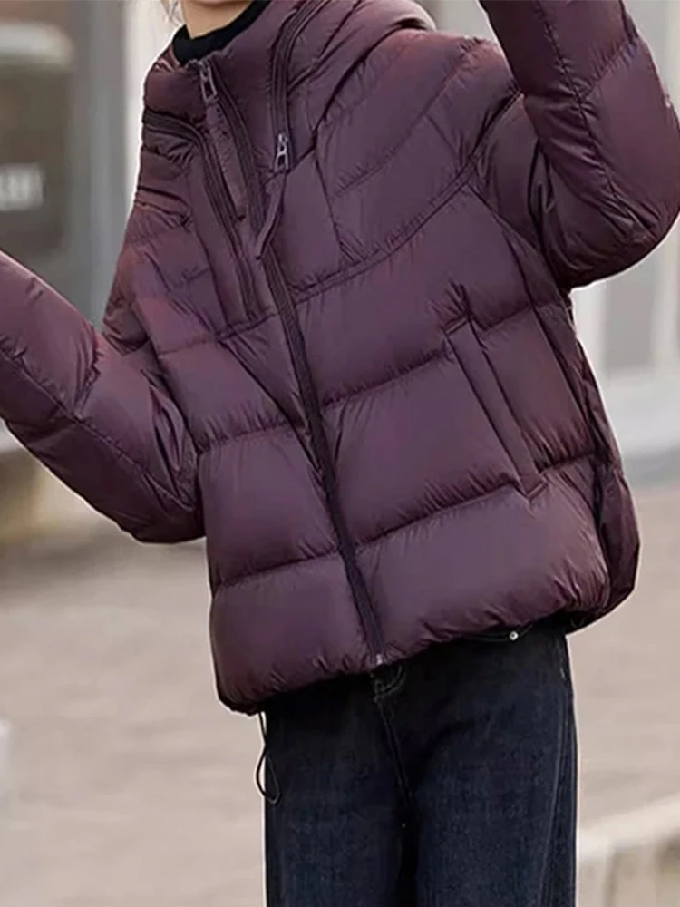 

Loose Fit Thiened down Cotton Jaet Women's Winter New Sle Beautiful And Versatile Hooded Puffer Coat Commute Korean Sle