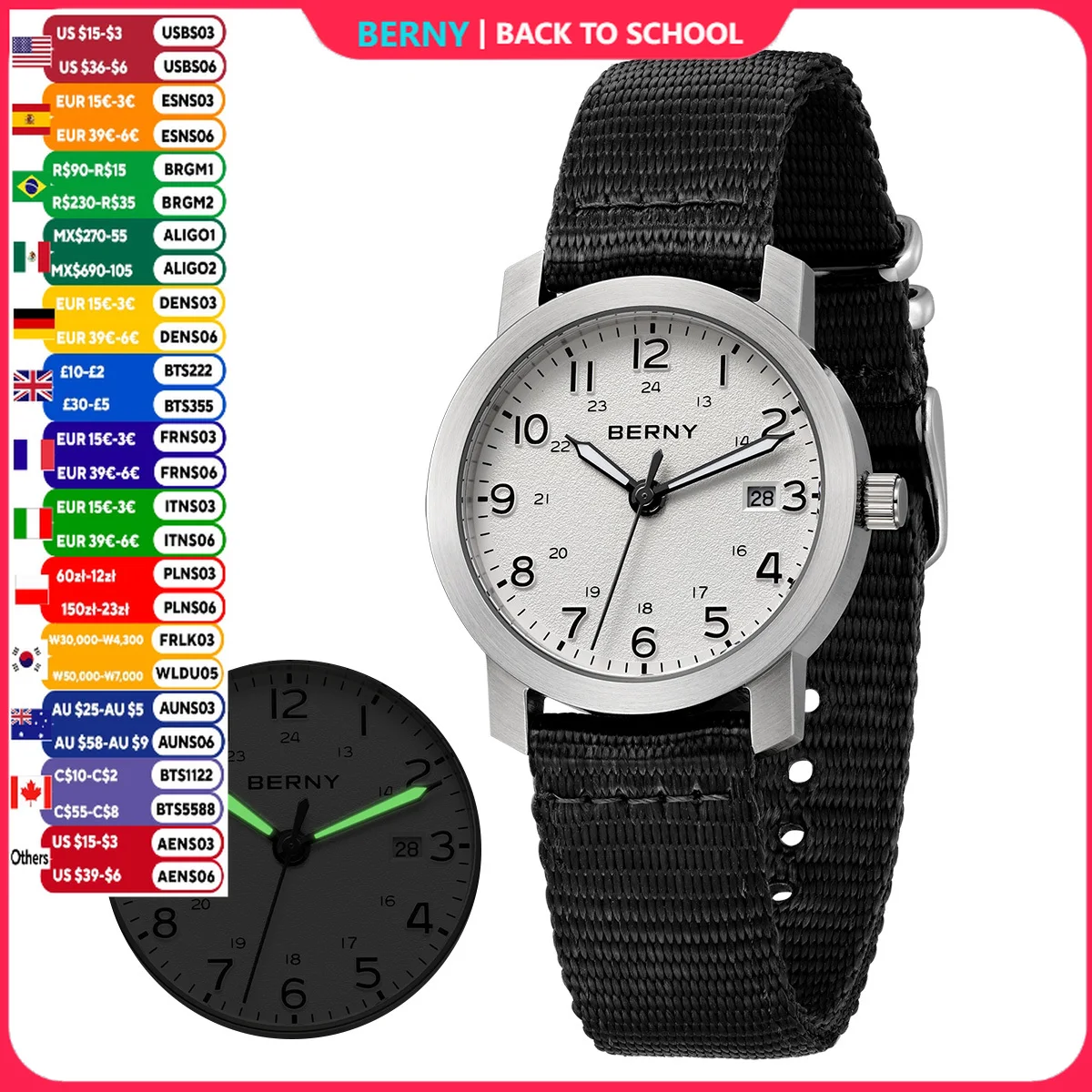 BERNY Uhren für Herren, leuchtend, leicht, lässig, modisch, kleines Zifferblatt, Herren-Quarzuhr, Kalender, leicht ablesbare Herren-Sport-Armbanduhr