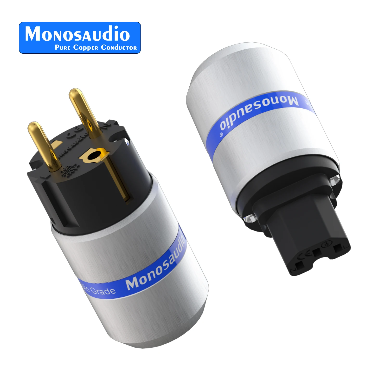 

E106G/F106G Монозаидия 99,99% чистая медь 24-каратного позолоченного разъема питания Schuko Разъем IEC Гнездовой разъем DIY Сетевой шнур питания Кабель