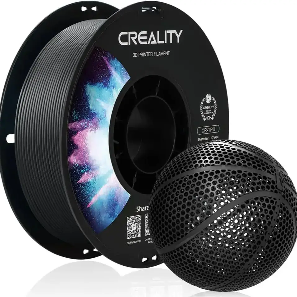 

Creality TPU Filament Black Flexible 3D Printer Filament 1kg 1.75mm for Airless Basketball Soft TPU 95A Shore Hardness