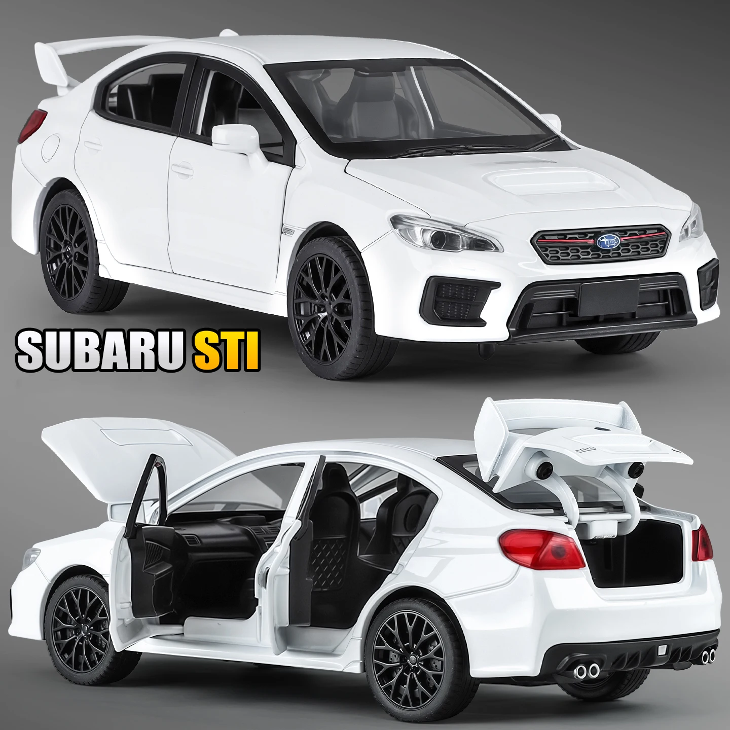 1:30 Subaru STI WRX JDM Legering Model Auto Geluid en Licht Trek kinderen Speelgoed Collectibles Verjaardagscadeau