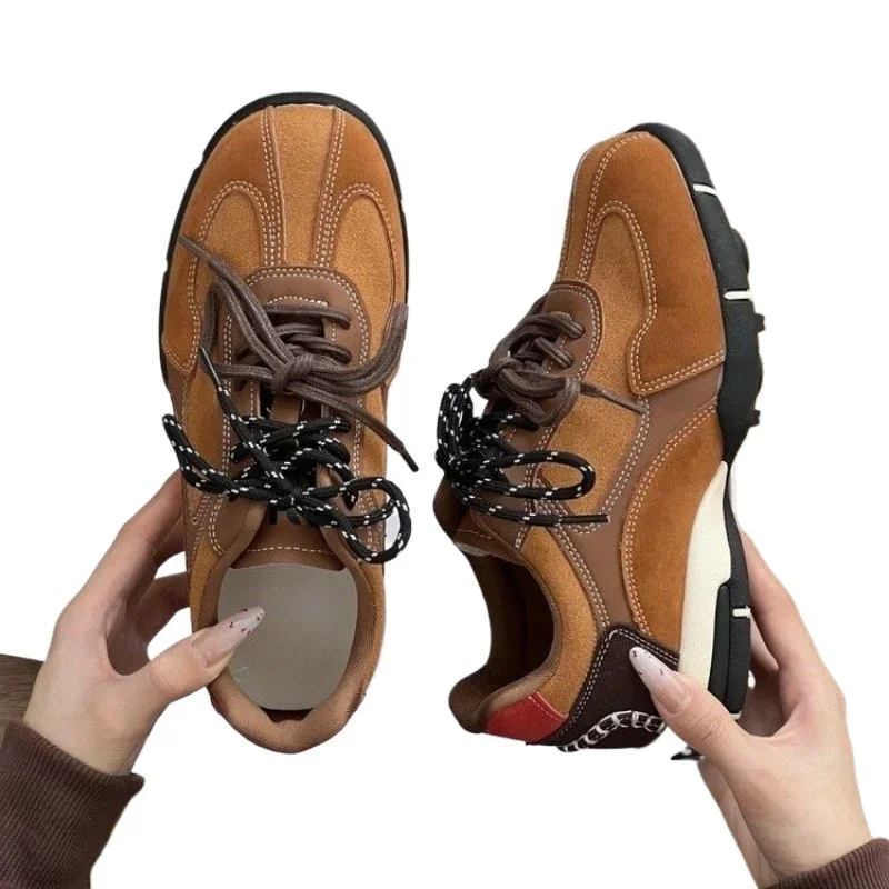 Women's Shoes 2024 Brand Front Lace-up Women's Vulcanize Shoes Fashion Color Matching Hot Sale Round Head Outdoor Casual Shoes