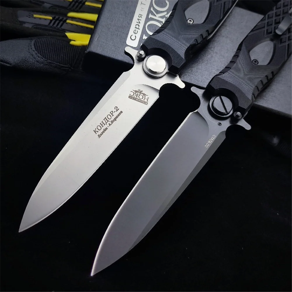 Russian HOKC Rocket Folding Knife D2 Blade Black G10 Handle Pocket Knife Outdoor Hunter Tactical Knife Hiking Survival Tool