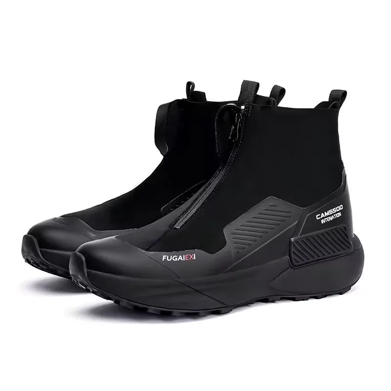 New Men's Water Repellent Outdoor Sports Boots for Autumn and Winter Zipper Durable Men's Work Boots Anti Slip Climbing Shoes