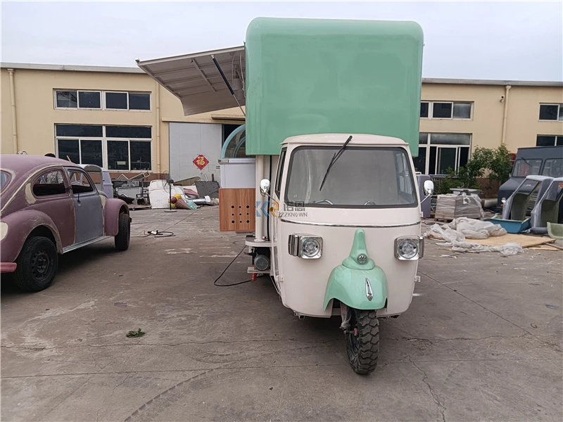 Trzykołowy elektryczny trójkołowy wózek na przekąski Mobilny przyczepa do przekąsek śniadaniowych na sprzedaż