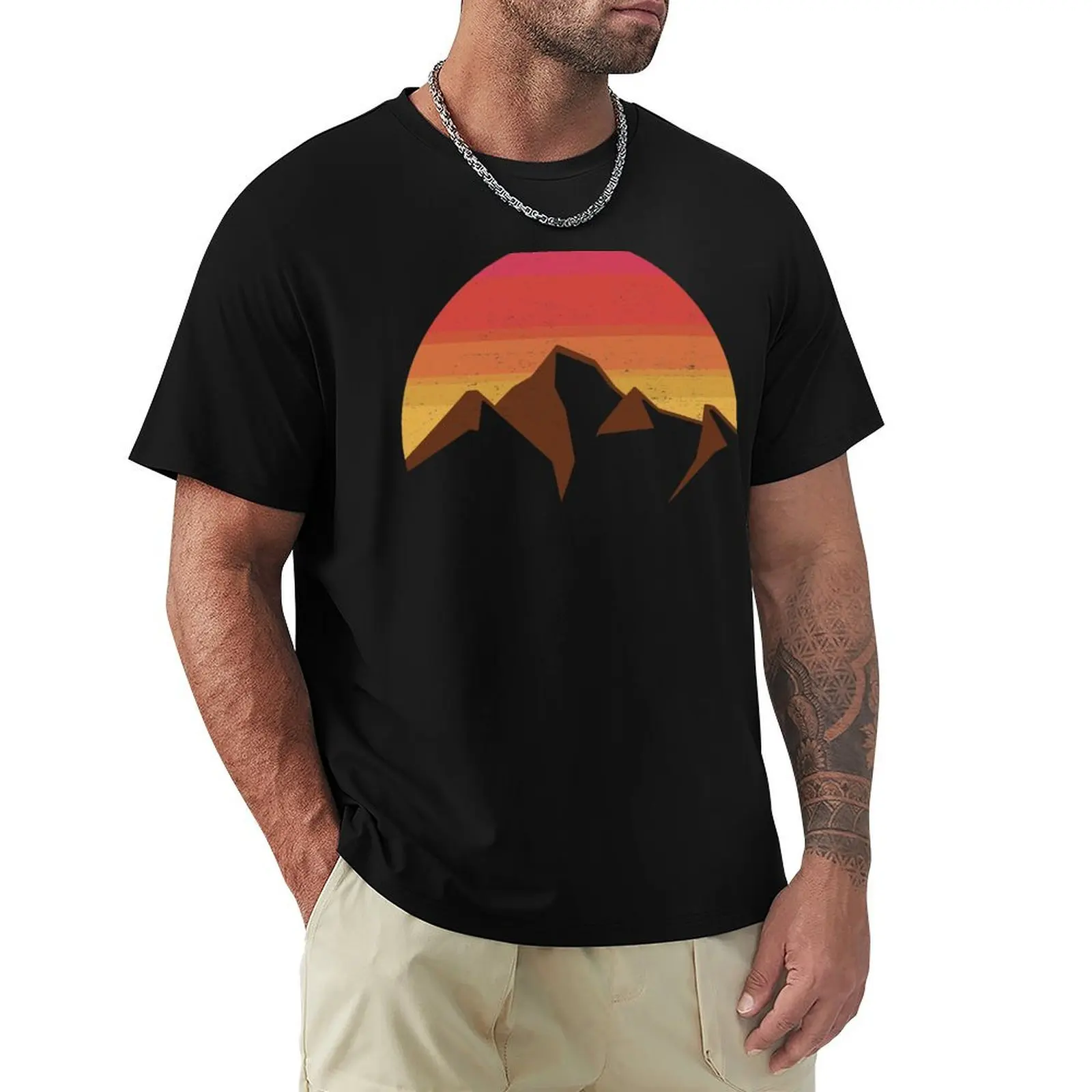 

vintage mountain sunset T-Shirt cheap stuff sports fans black t-shirts for men