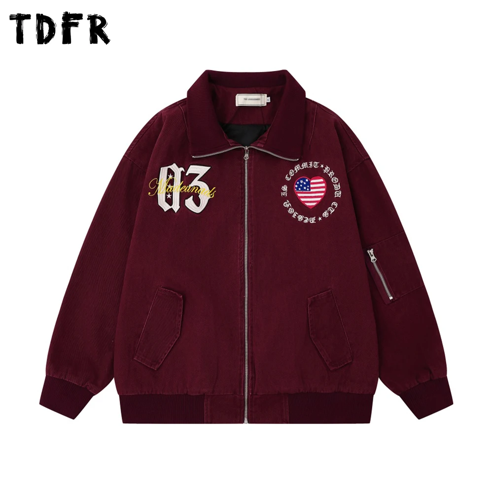 

Куртка-карго с вышивкой букв, мужская карманная ретро-осенне-зимняя куртка с лацканами и длинными рукавами на молнии, верхняя одежда для мужчин