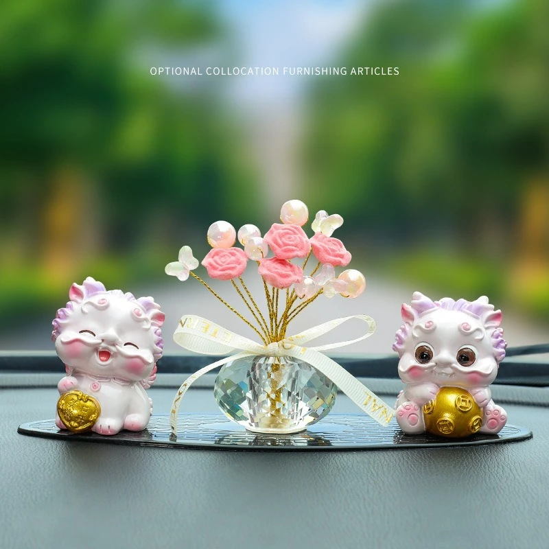 

Simulation Handmade Crystal Rose Car Decoration Ornament Creative Artificial Rose Car Decor Home Desktop Decoration Crafts