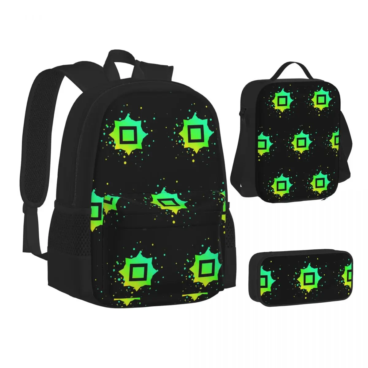 

Just Shapes And Beats Blixer Square BackpacksBookbag Students School Bags Kids Rucksack Lunch Bag Pen Bag Three-Piece Set