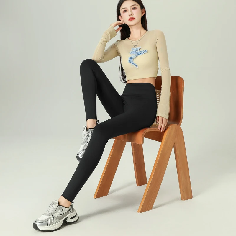 Herfst Winter Fleece Shark Broek voor Vrouwen Koreaanse Hoge Taille Panty Warme Legging Vrouw Elastische Pluche Sport Yoga Broek Vrouwelijke