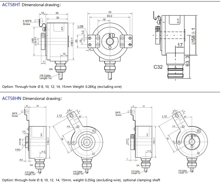incremental linear encoders  58mm housing through hole 2000 pulses Magnetic