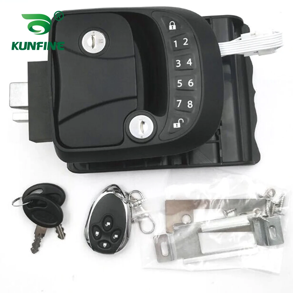 

RV Door Lock Keyless Entry Door Lock Caravan Remote Lock for Camper RV Caravan Trailer-Remote Door Handle Lock 20m Remote Contro