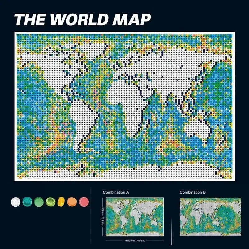 Bloques de construcción creativos para niños, mapa del mundo para armar juguete de ladrillos, ideal para regalo de Navidad, código 61203, compatible con 99007, 11695 y 31203 piezas