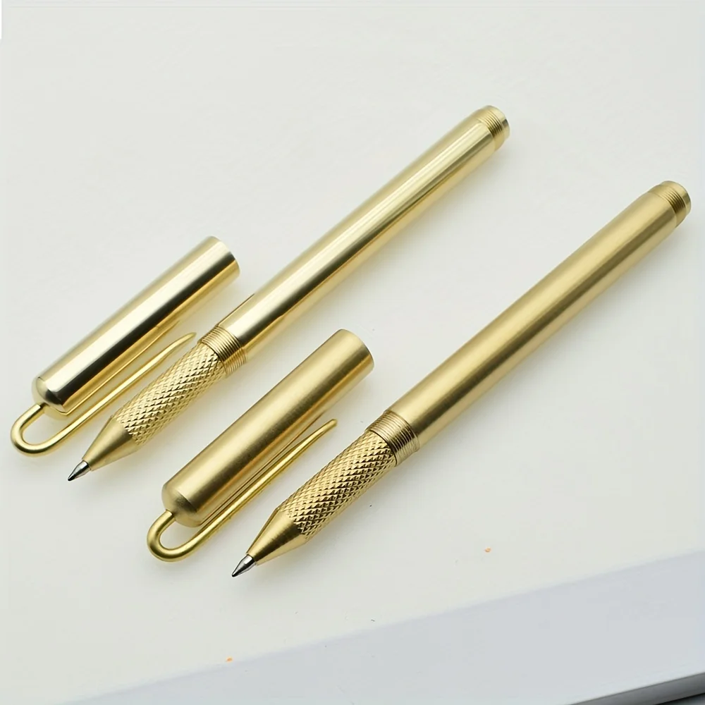 Golden Brass Gel Ben With Clip 0.7mm Point Black Ink Refill Gelpen Smooth Matte Signature Supplies