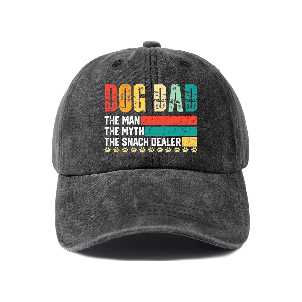 Dog Dad Quote Graphic Baseball Cap, Vintage Washed Adjustable Unisex Dad Hat, Casual Gift