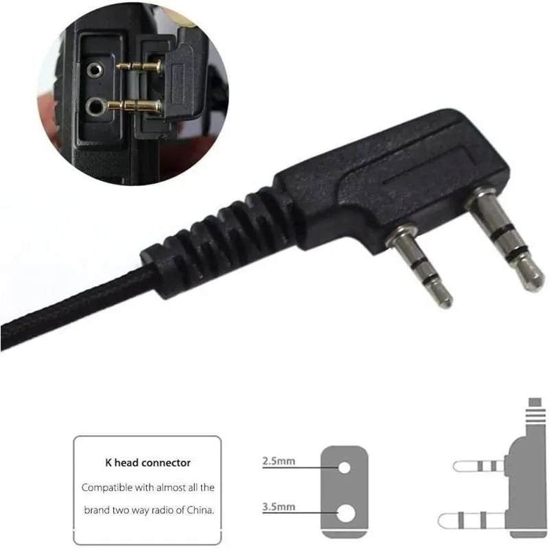 Auricular Walkie Talkie con micrófono, auricular de Radio para Baofeng, 2, 2, 1, 2, 2, RT21, RT22, Kenwood, Arcshell Retevis, Arcshell Retevis, 12 unidades