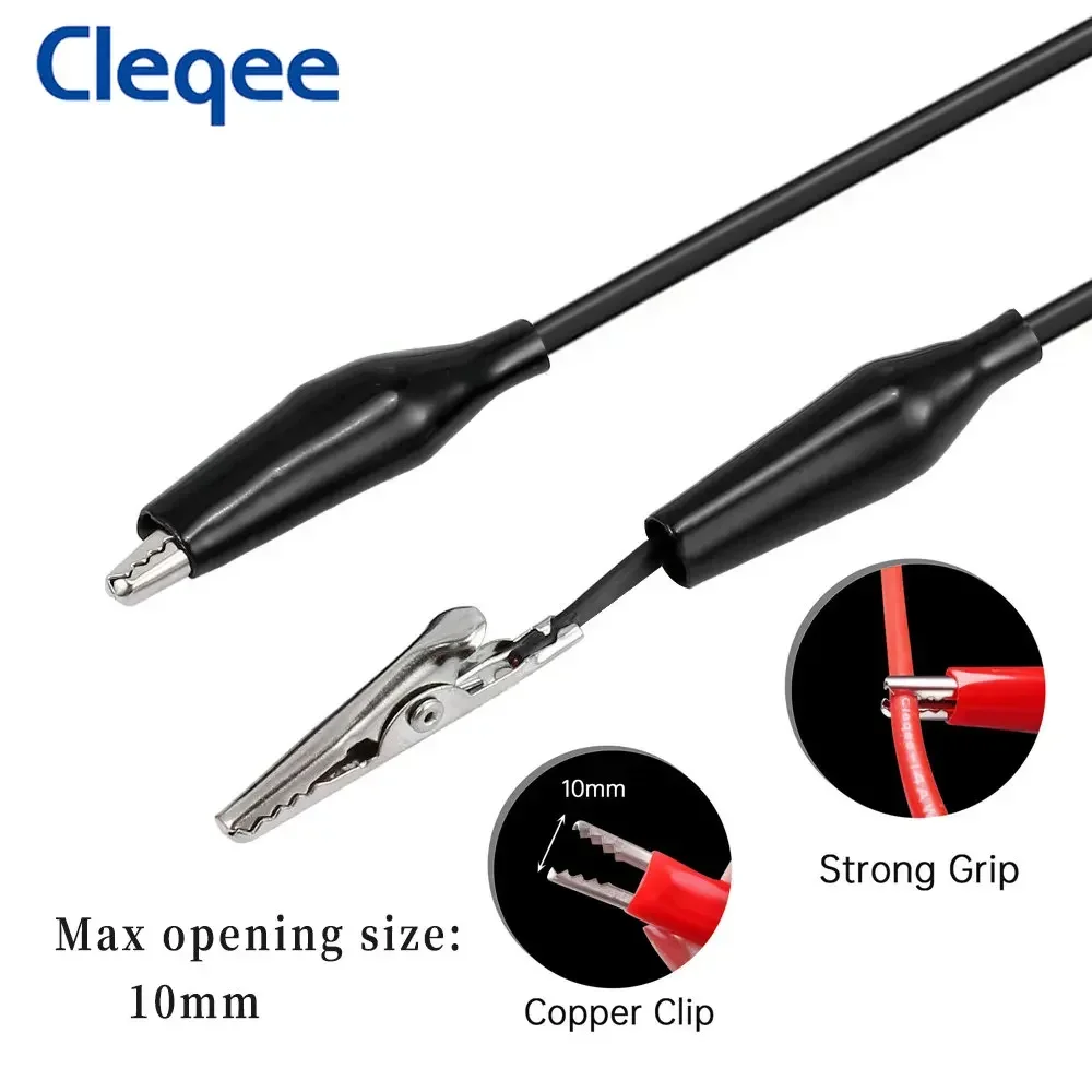 Cleqee P1011 BNC Male to Dual Alligator Clips Test Lead Q9 Male Plug Oscilloscope Test Probe Oscilloscope Cable 110cm