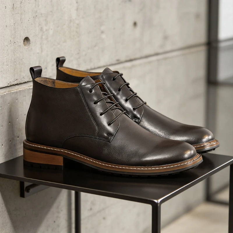 High-end Men Boots Genuine Leather Lace-up Business Formal Chelsea Boots Luxury Brand Autumn Winter Men High Top Cotton Shoes