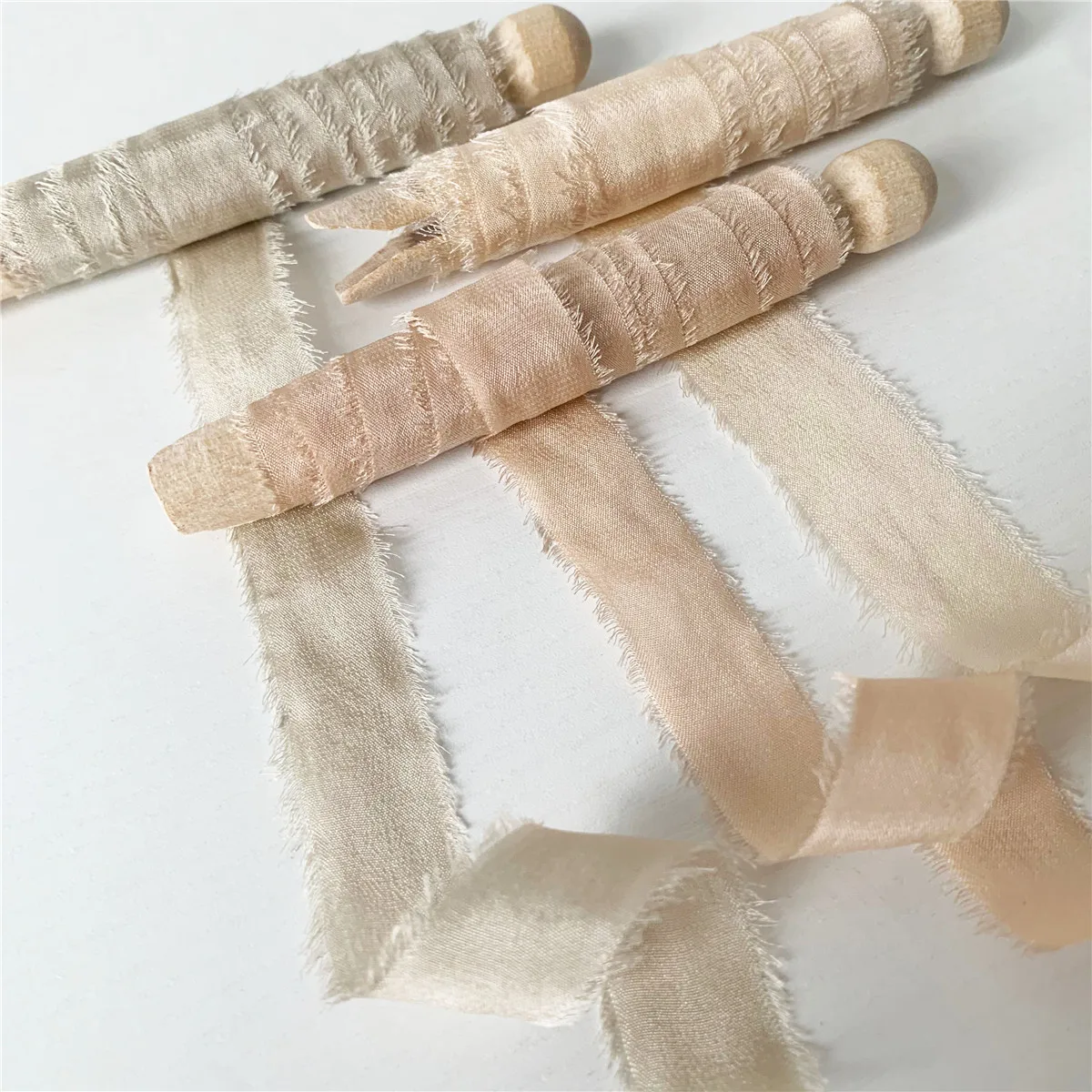 15mmX2Mts Ins Style Real 100% Pure Silk Ribbon By Woodenspools Frayed Edged Wedding Party Bridal Invitations Card